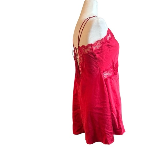 Vintage 90s Y2K Satin Nightgown Slip Dress Red Victoria’s Secret Lace Size large - Picture 3 of 7